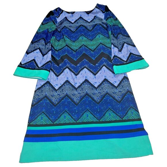 Eliza J‎ Shift Dress NWT Size 8 Bell sleeves Chevron Retro - Picture 5 of 13